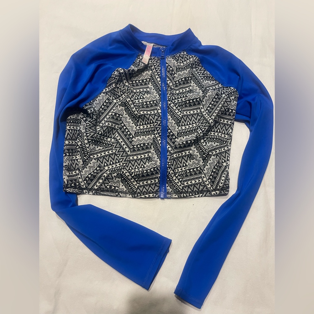 PINK Victoria's Secret Blue and Black Rashguard
